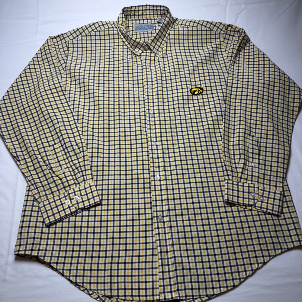 Campus Specialties Iowa Hawkeyes Button Down Shirt Mens XL Yellow Black Check